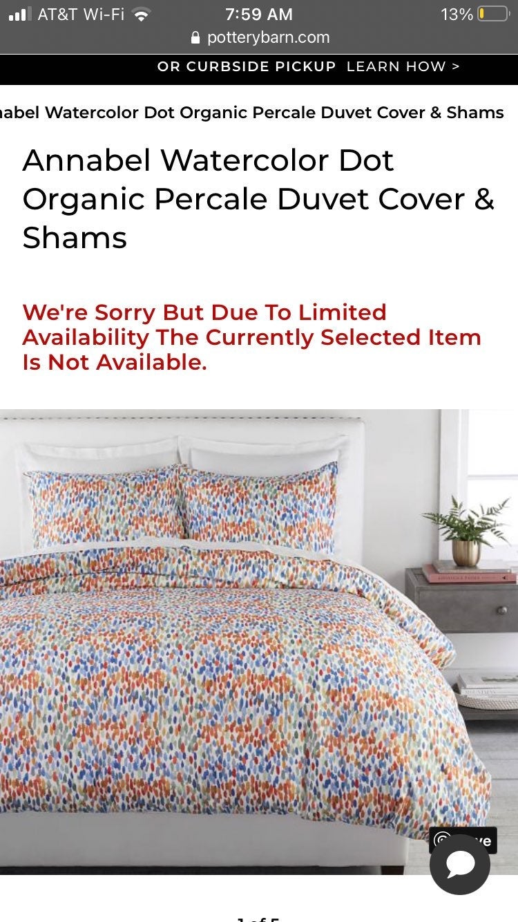Pottery Barn Duvet Cover & Shams