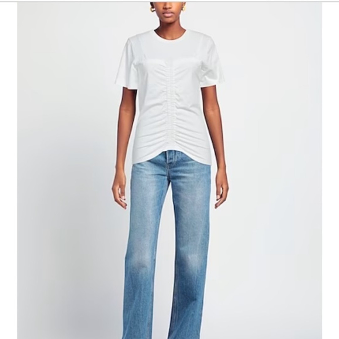 Sandro Size 1 S White Gathered Front Short Sleeve T-Shirt
