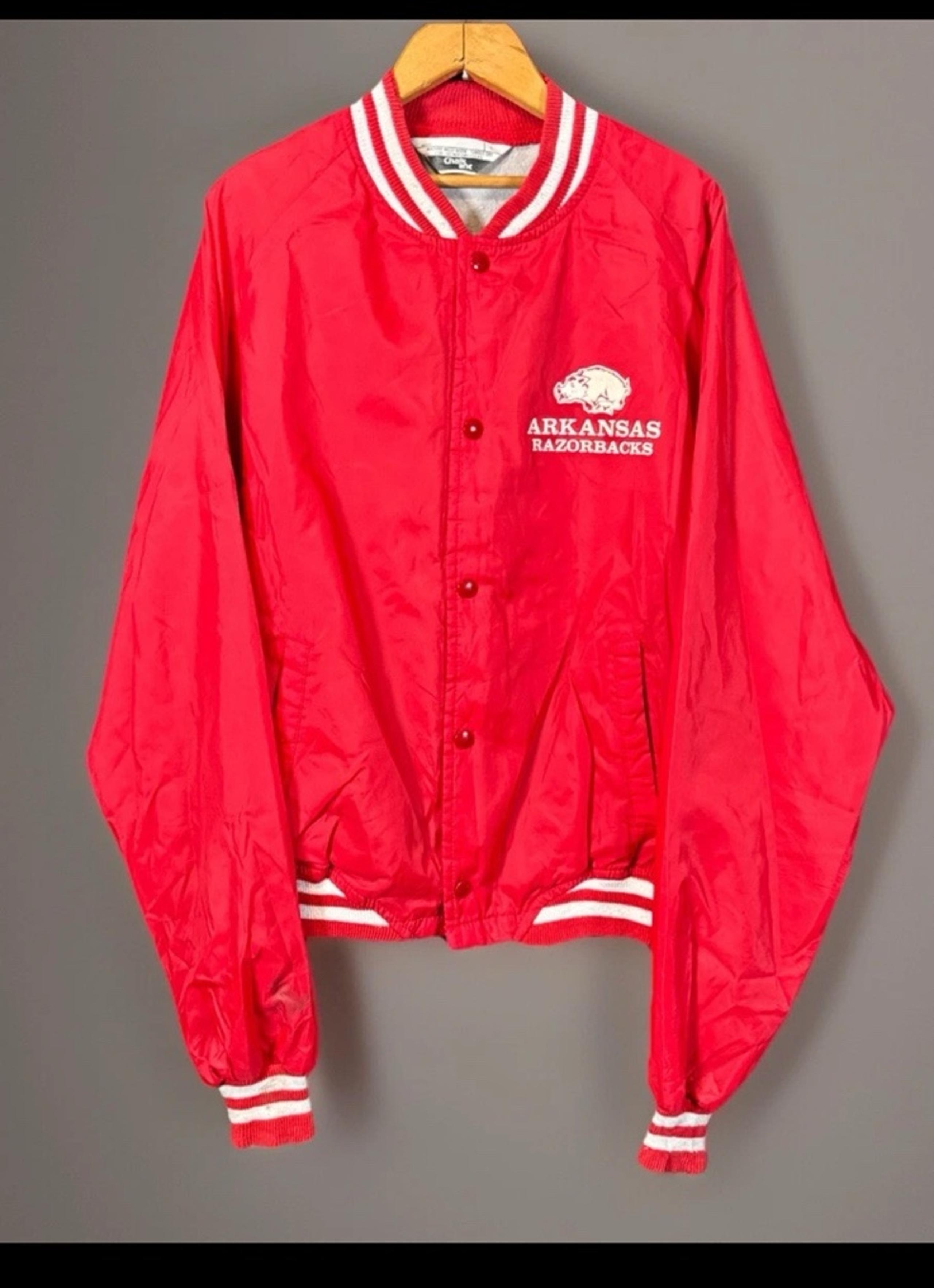 Rare Vintage 70s Chalk Line Arkansas Razorbacks Red snap up Jacket Mens Large