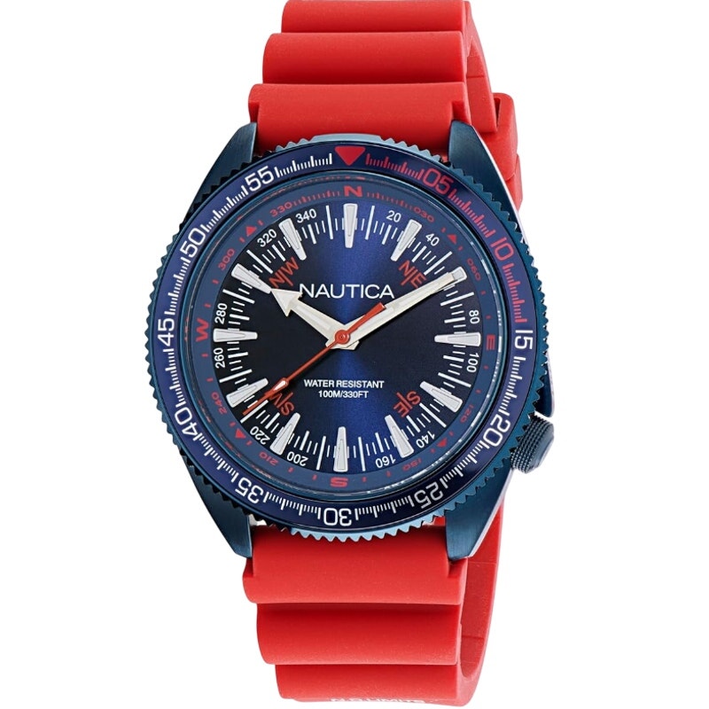 Nautica Men's NAPNVF305 Vintage Red Silicone Strap Watch
