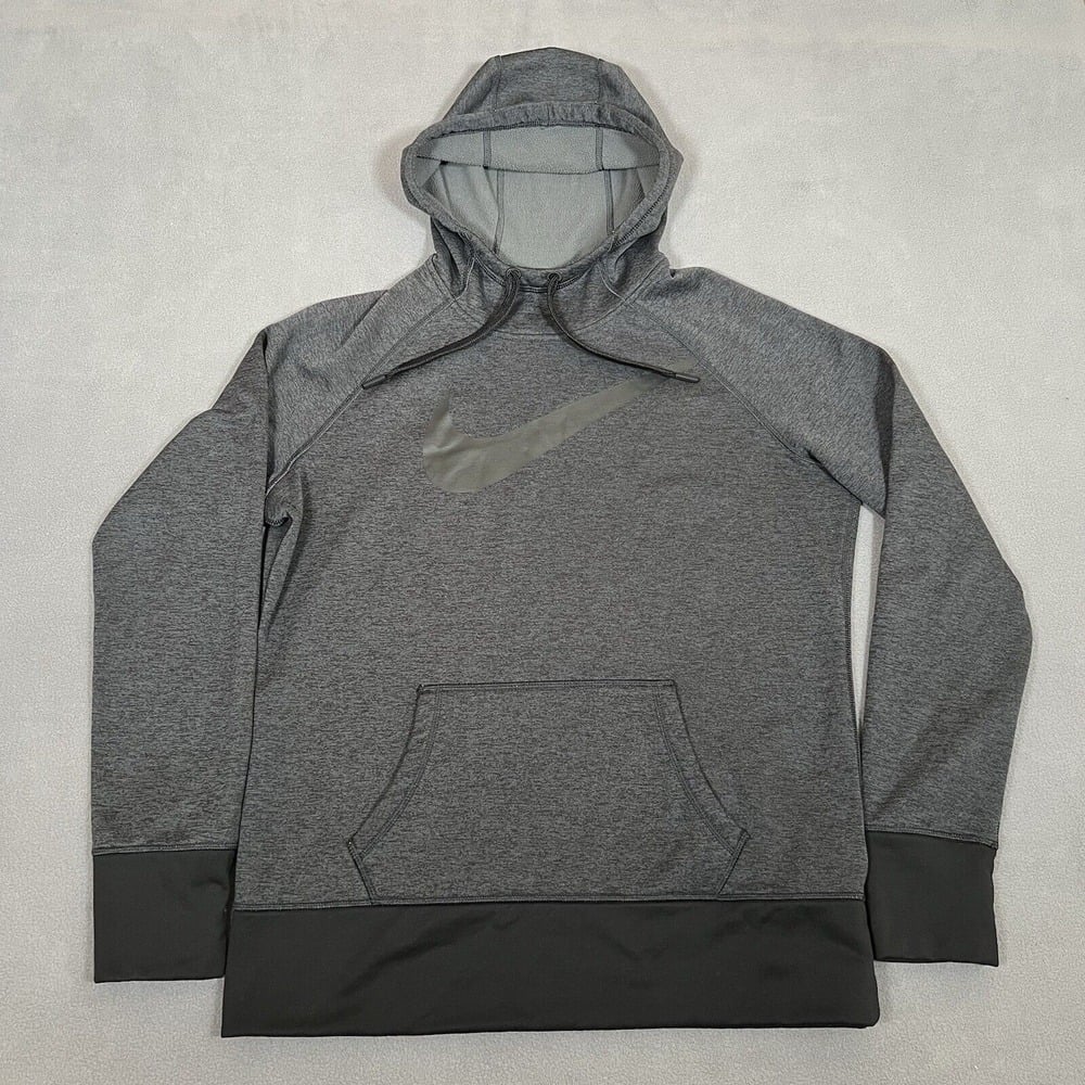 Nike Therma-Fit Swoosh Hoodie Womens Large Gray Fleece Lined 576936-032