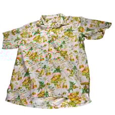 Hawaiian Waikiki Creations History Of The Island Tiki Aloha Men's Shirt XL
