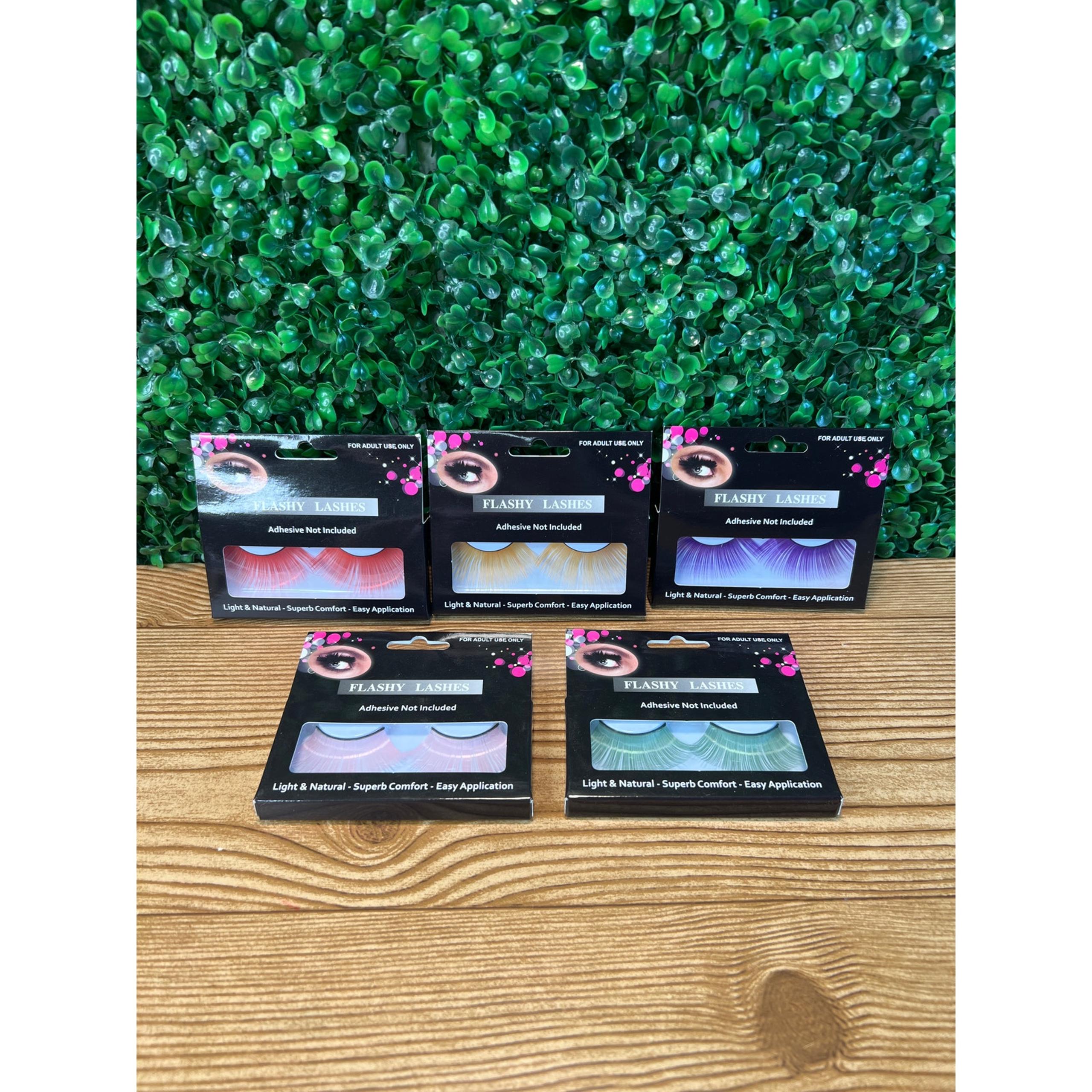 New Bundle Of 5 Flashy Lashes Adult Costume Eyelashes Cosplay Red Green Purple