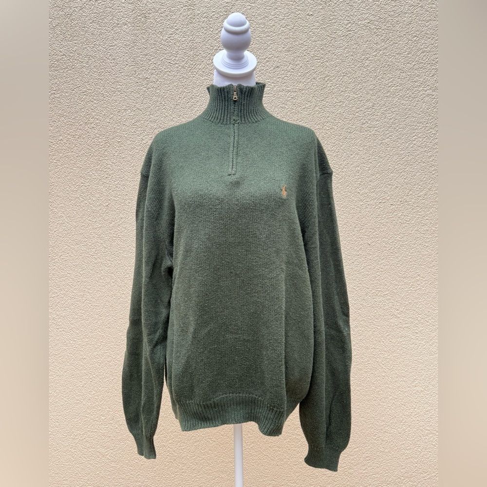 Polo by Ralph Lauren vintage moss green quarter zip up sweater