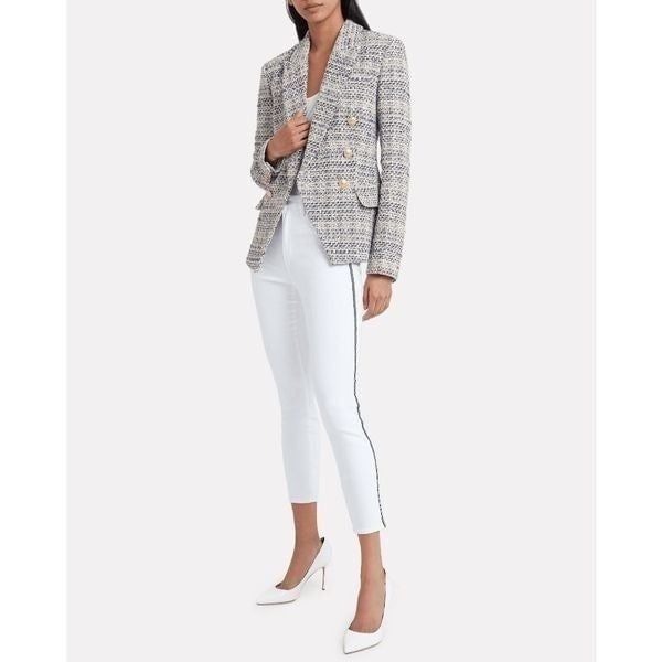 L'agence Womens White Margot High Rise Velvet Stripes Skinny Jeans Size 24