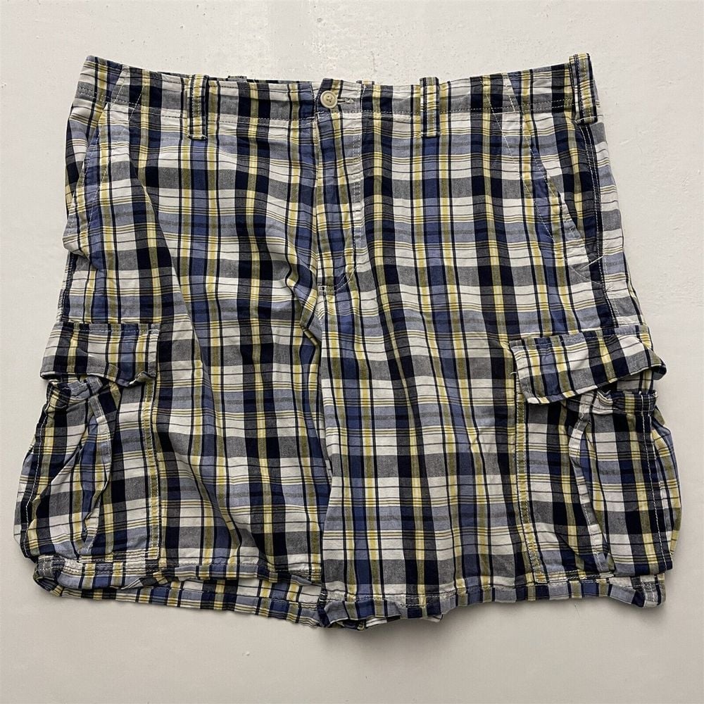 Polo Jeans Ralph Lauren 42 x 11 Plaid 100% Cotton Cargo Shorts