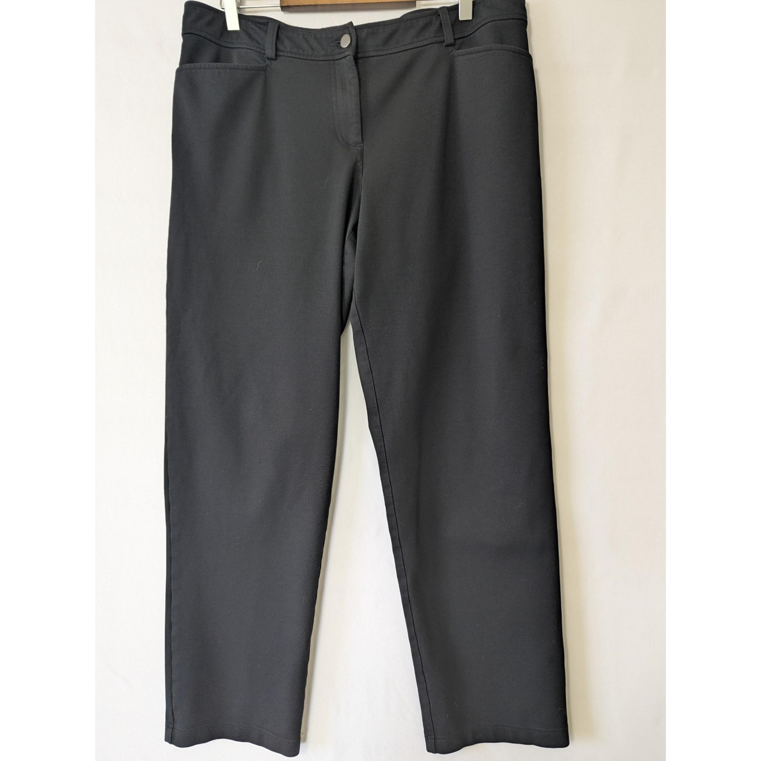 Eileen Fisher Pants Stretch Comfort Career Casual Black Straight Leg Size L
