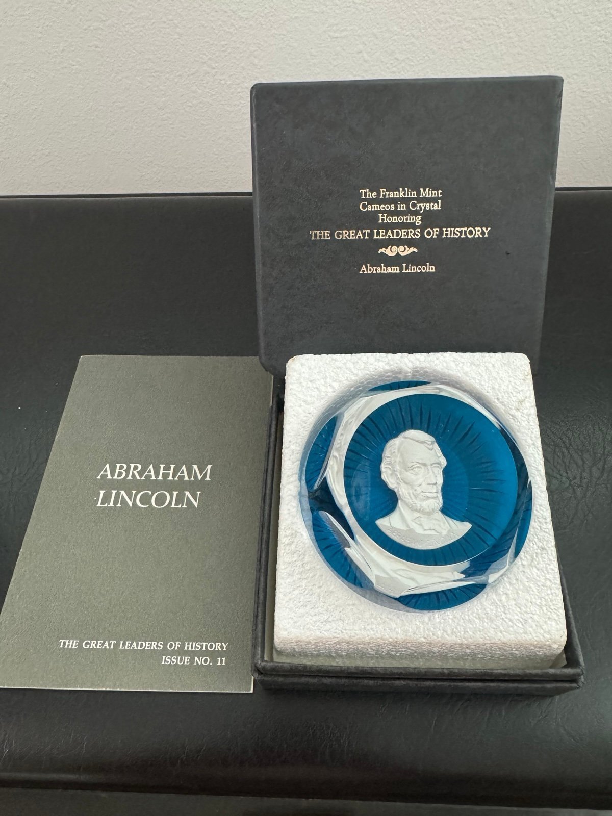 Baccarat Crystal Franklin Mint Paperweight Leader Abraham Lincoln