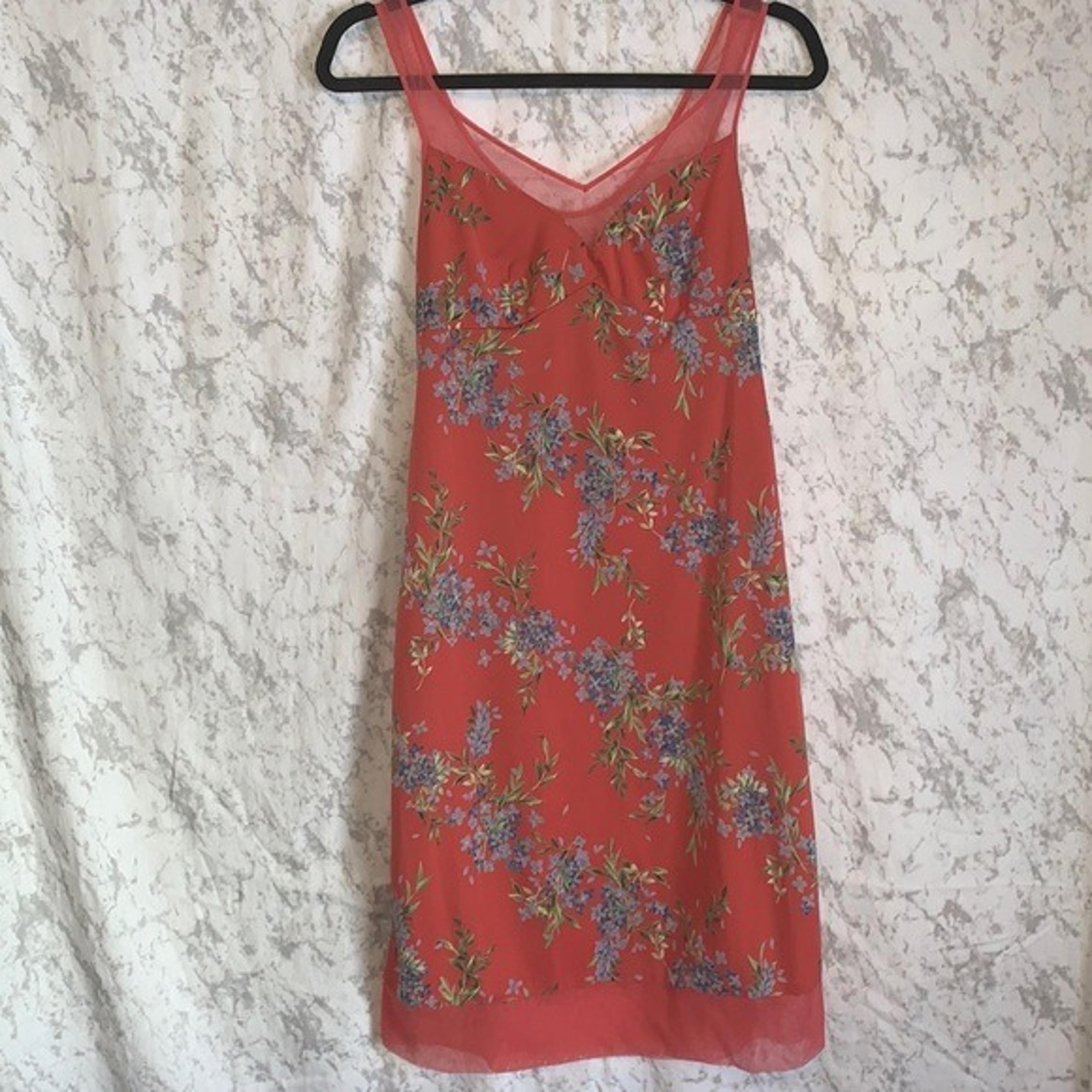 BCBG SLIP DRESS Coral and Blue Floral size Medium