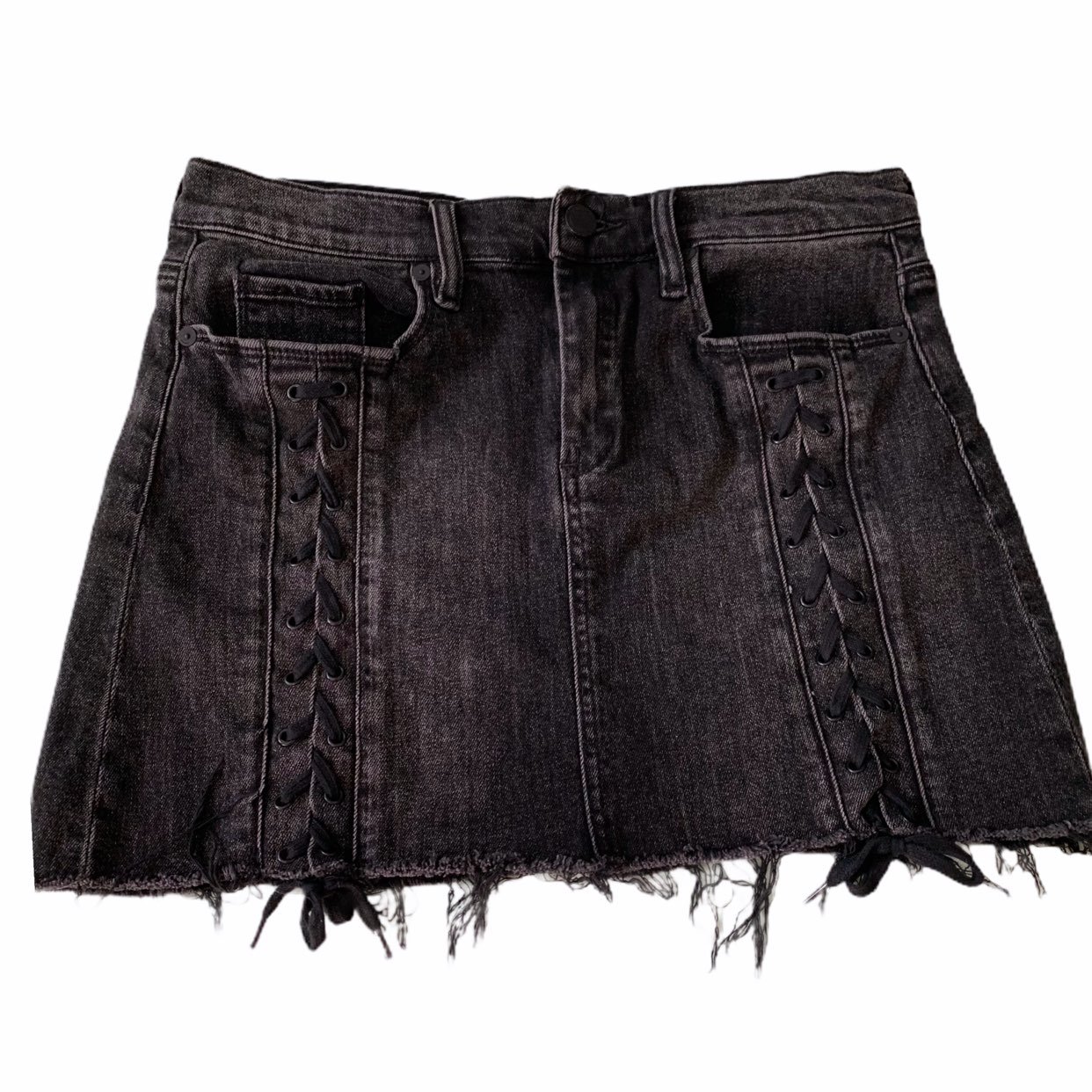 Lace up tie up front mini skirt