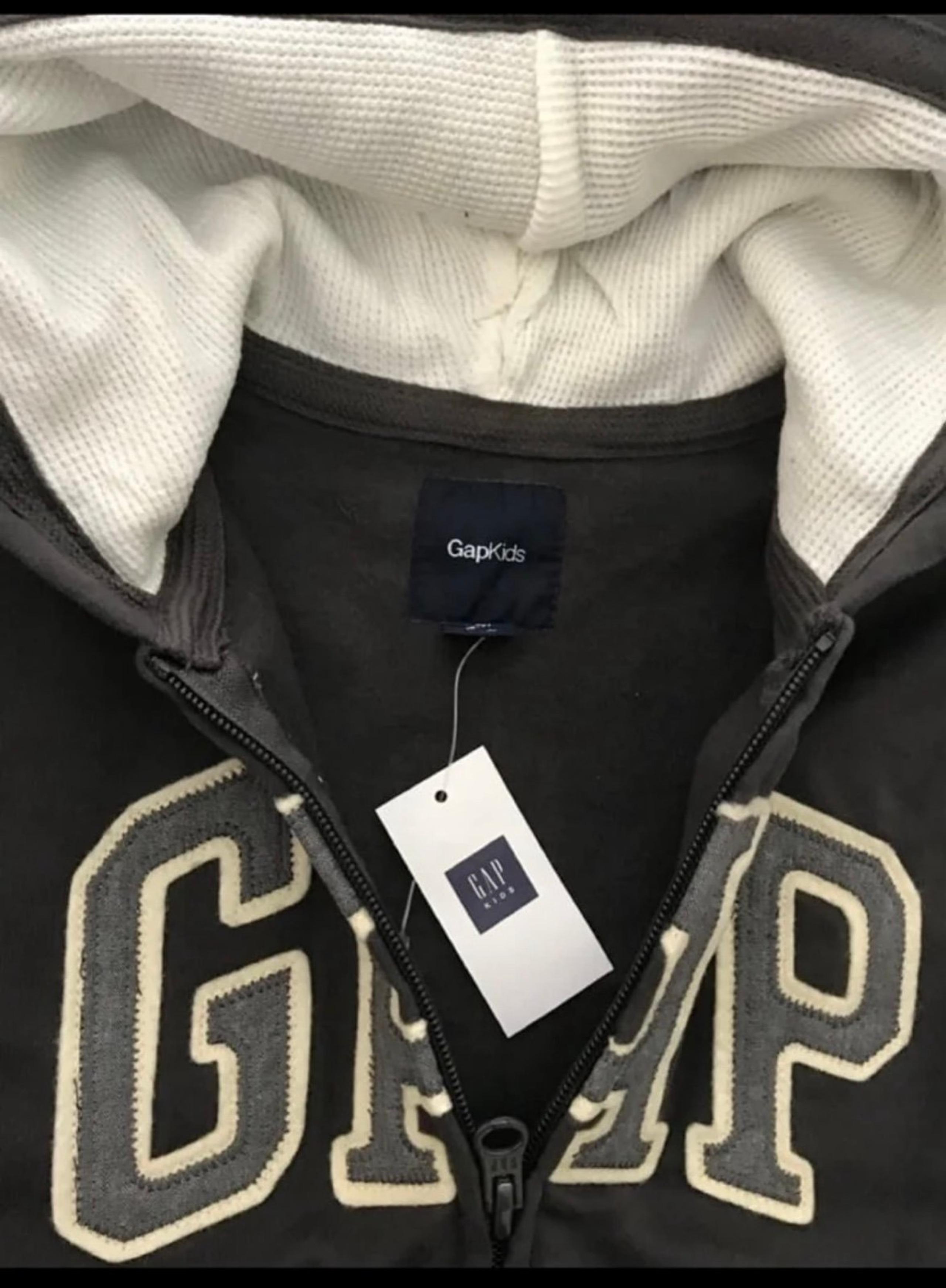 Sz 6/7 S BOYS New GAP Hoodie JACKET Logo GRAY Nicely made