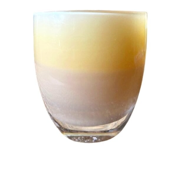 Glassybaby Hugs Cream Beige Clear Candle Holder Handmade in the USA