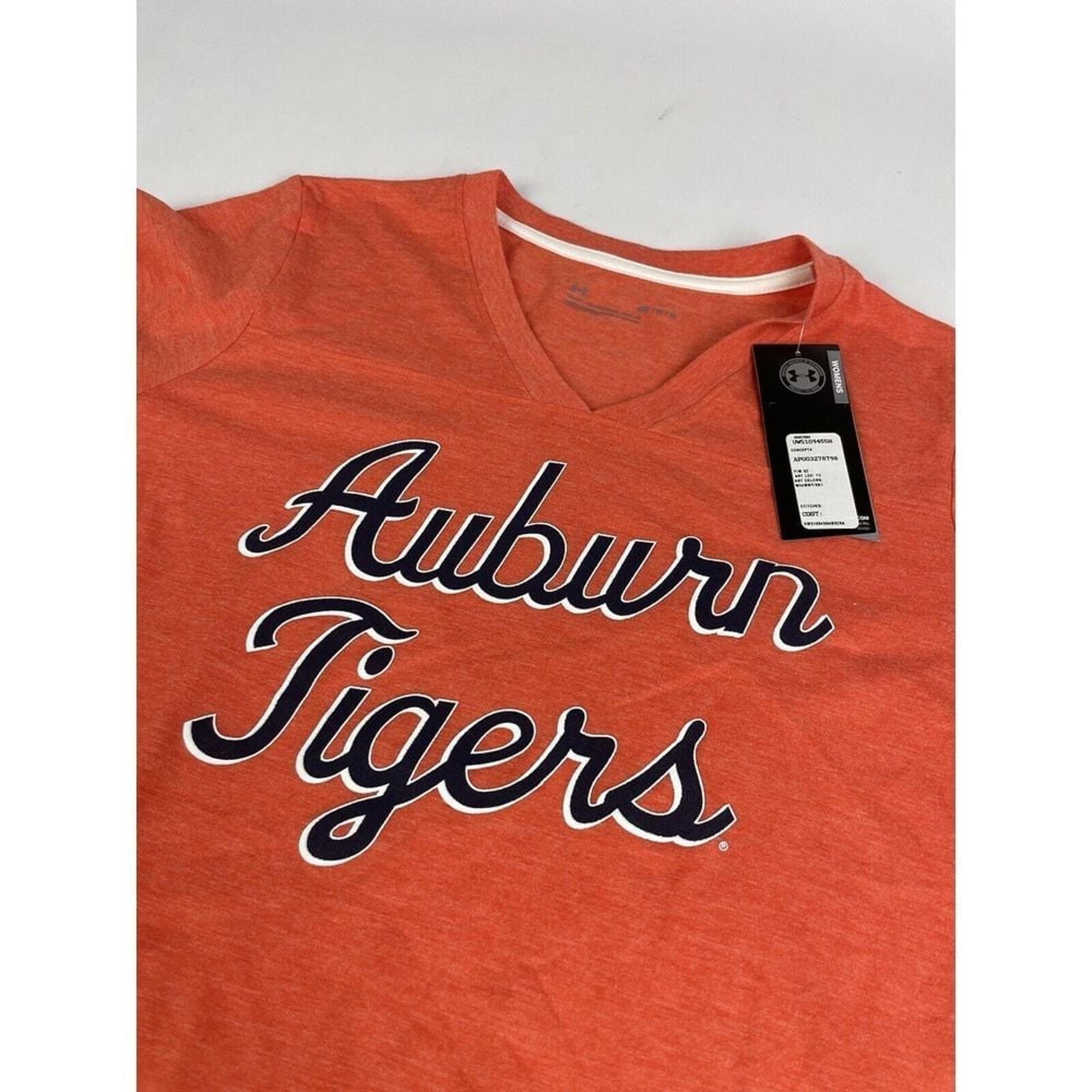 Under Armour Women's Auburn Tigers Orange Short Sleeve V Neck Shirt Medium NEW