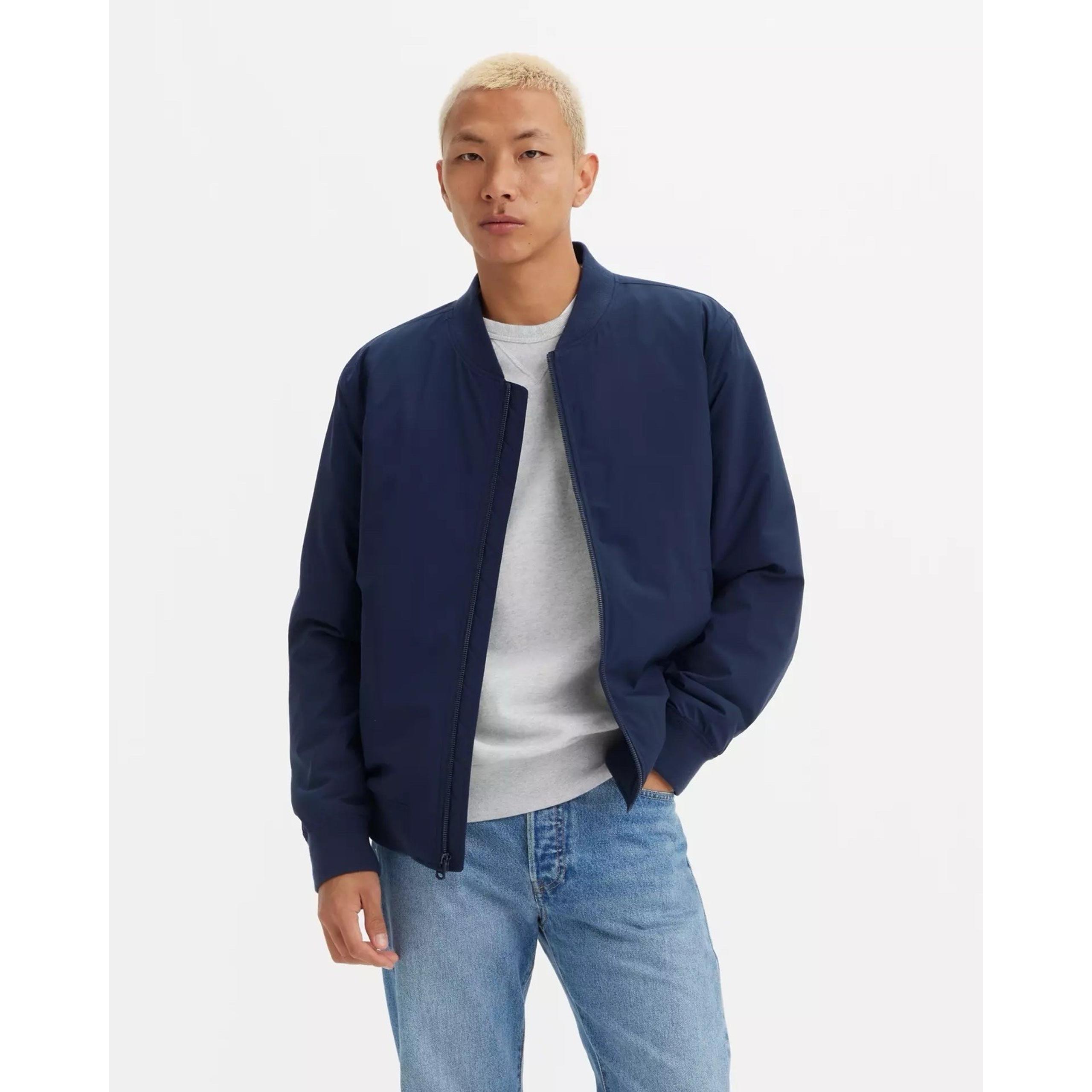 Levi's Mens Flight Jacket Bomber Style Navy Blue Size Medium Full zip & Pockets