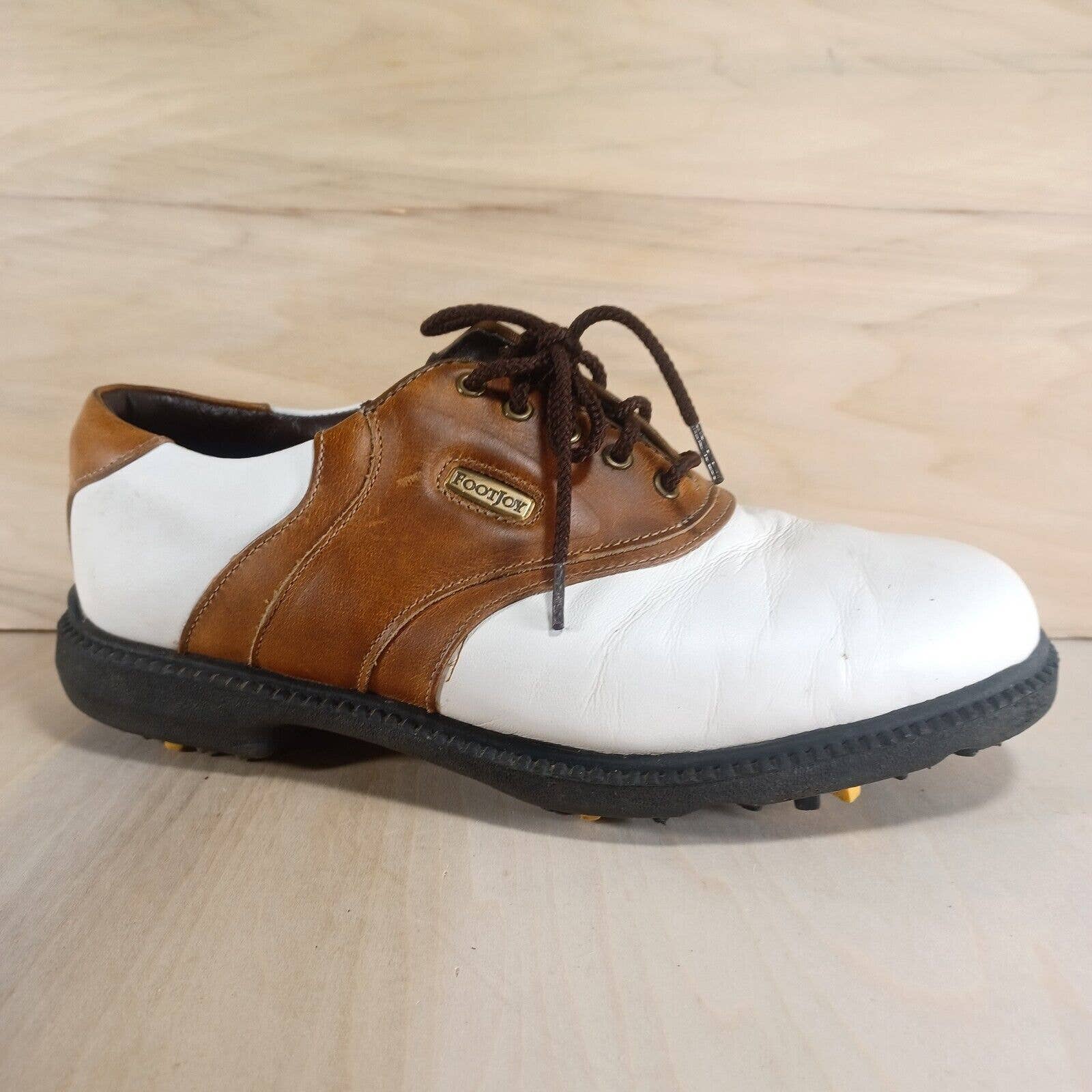 Footjoy Super Lites White And Brown Golf Shoes #58049 (Mens Size 7W)