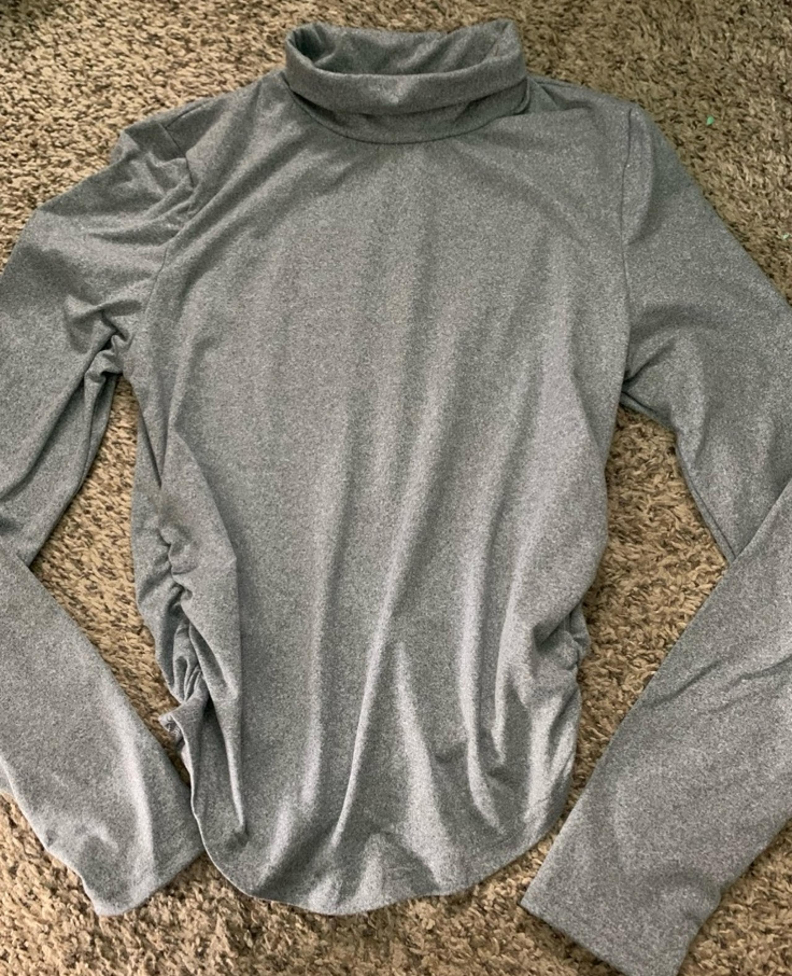 Grey cinched turtleneck long sleeve