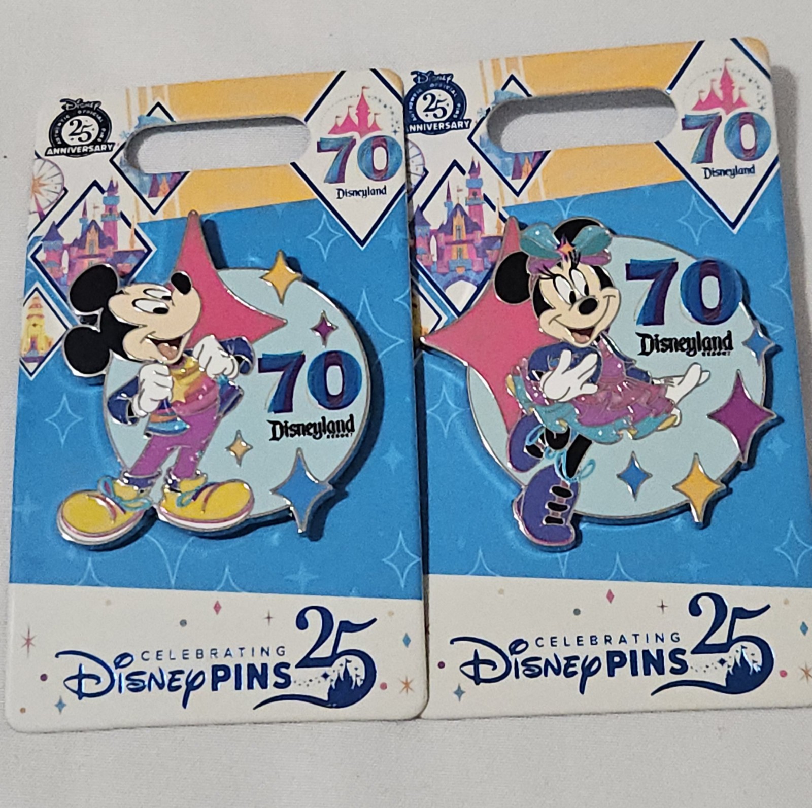 Disney Park Disneyland 70th Anniversary Celebration Mickey and Minnie Mouse Pins