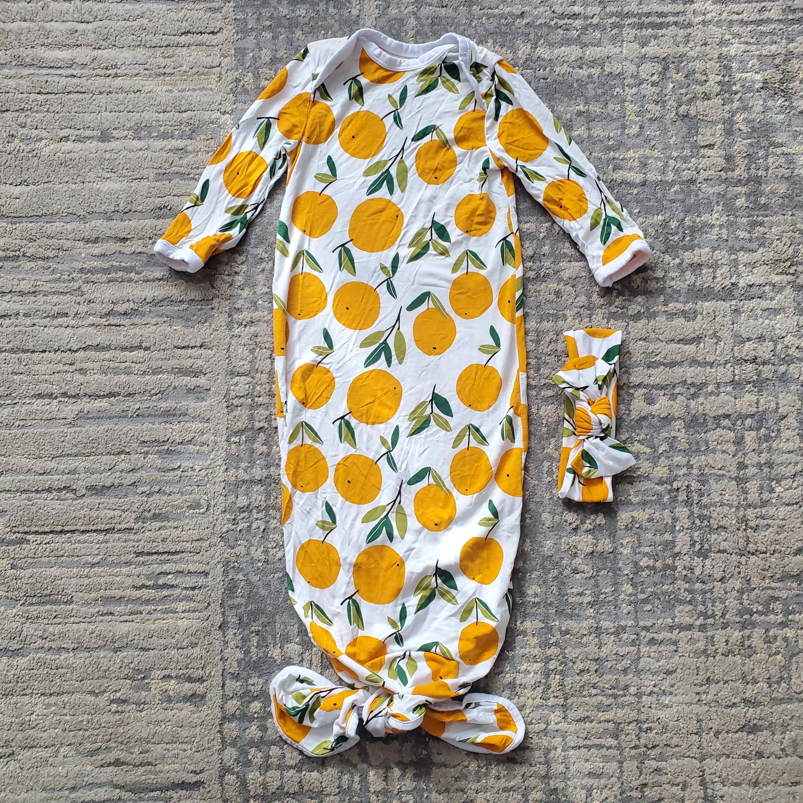 New Little Sleepies Clementine Gown and Bow Set