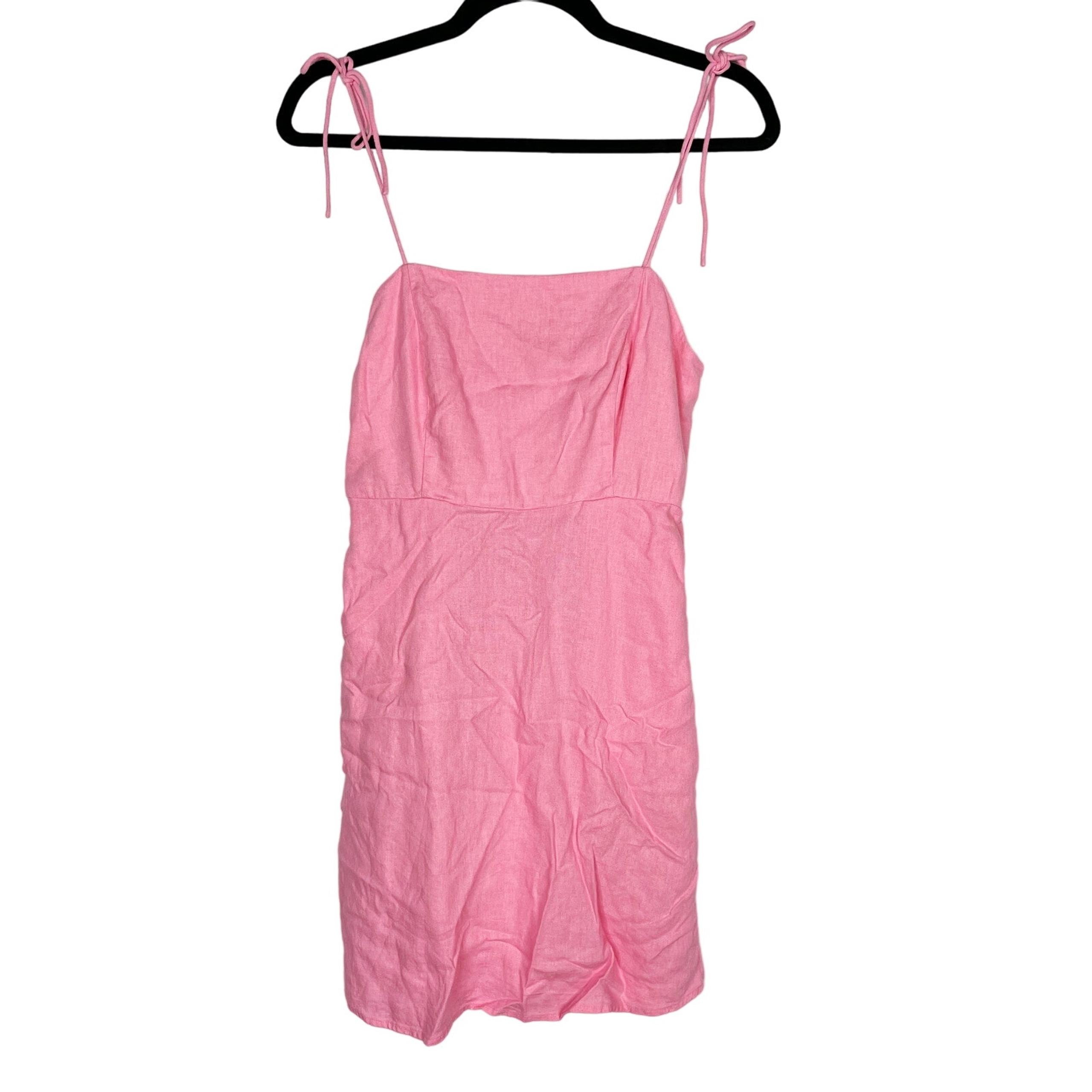 Old Navy S Pink Fit and Flare Tie Shoulder Mini Cami Dress Sparkle Berry Square