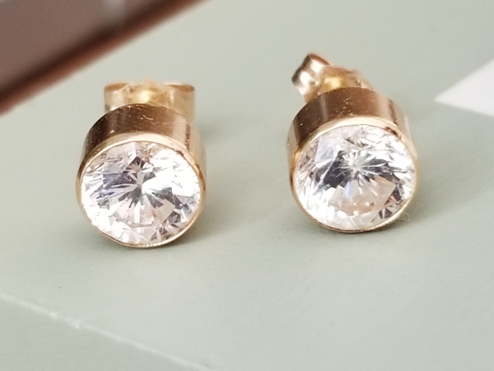 14K Gold CZ Stud Earrings