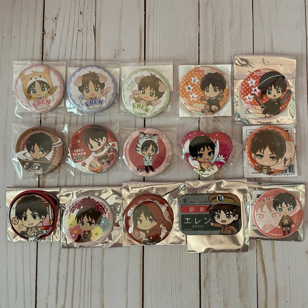 Attack on Titan Eren Chibi Can Badge Pin Lot 2