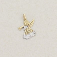 Pendant Only 10k Yellow Gold & White Gold Angel Trumpet Pendant