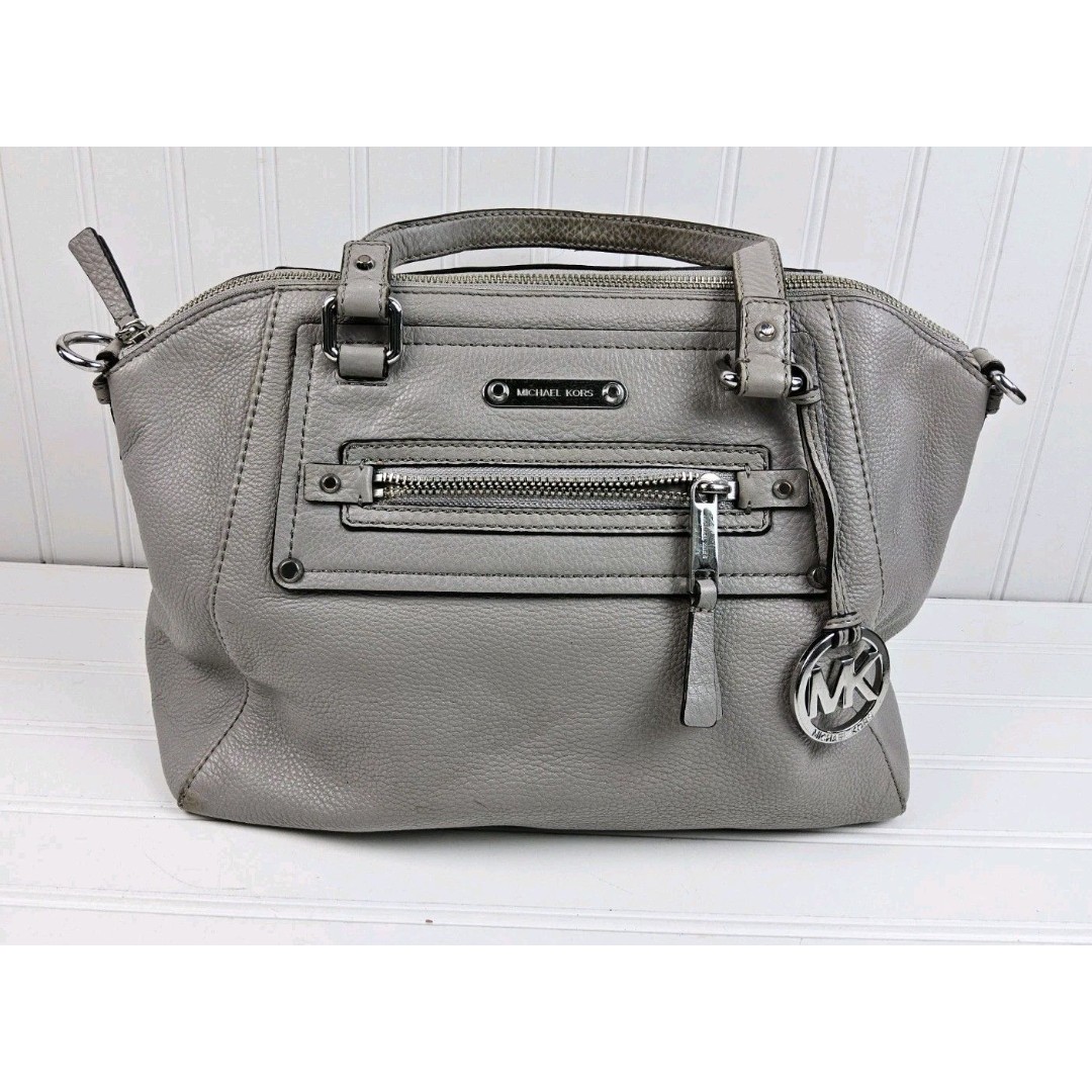 Michael Kors MK Pebbled Leather Satchel Shoulder Handbag Purse
