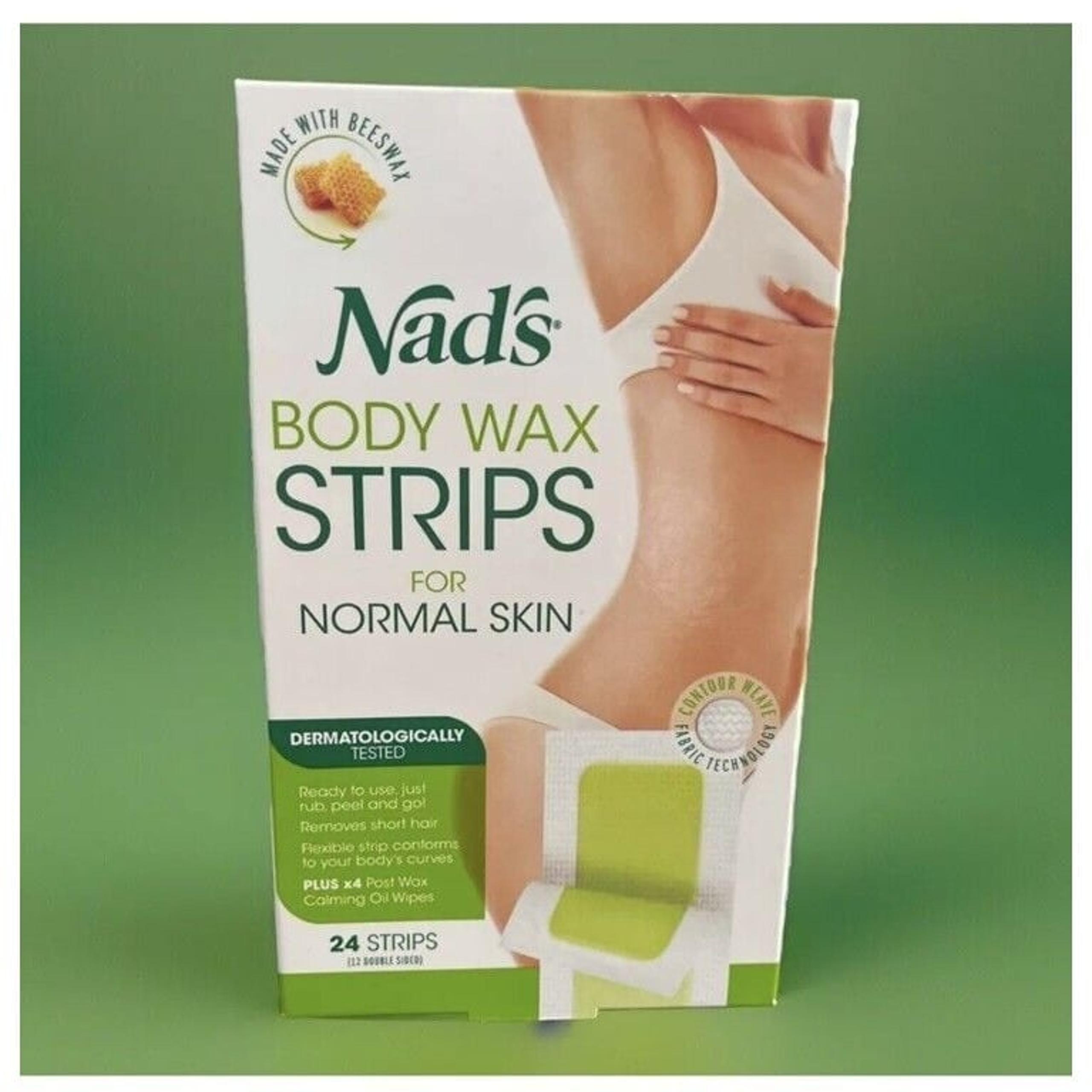 NAD'S BODY WAX STRIPS Normal Skin Waxing Bikini Underarms Legs 24 STRIPS New