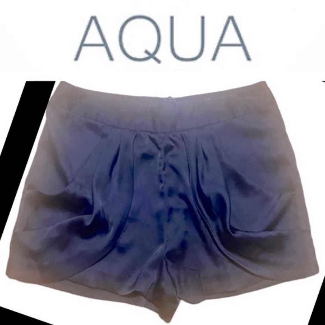 AQUA black shine drape bag shorts size medium
