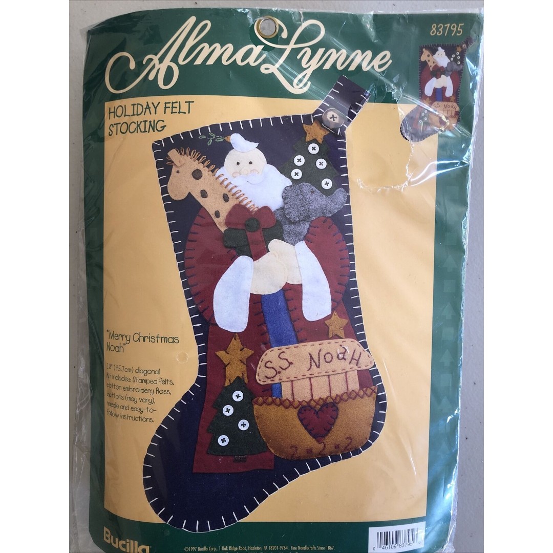 Bucilla Alma Lynne Holiday Felt Stocking Needlecraft Merry Christmas NOS 1997