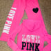 VS PINK vintage heart zip jacket sweat boyfriend pants hoodie outfit set