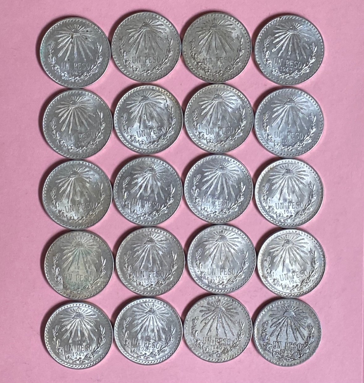 Mexico Un Peso Cap and Rays 720 Silver Coins -Vintage collectible coins-