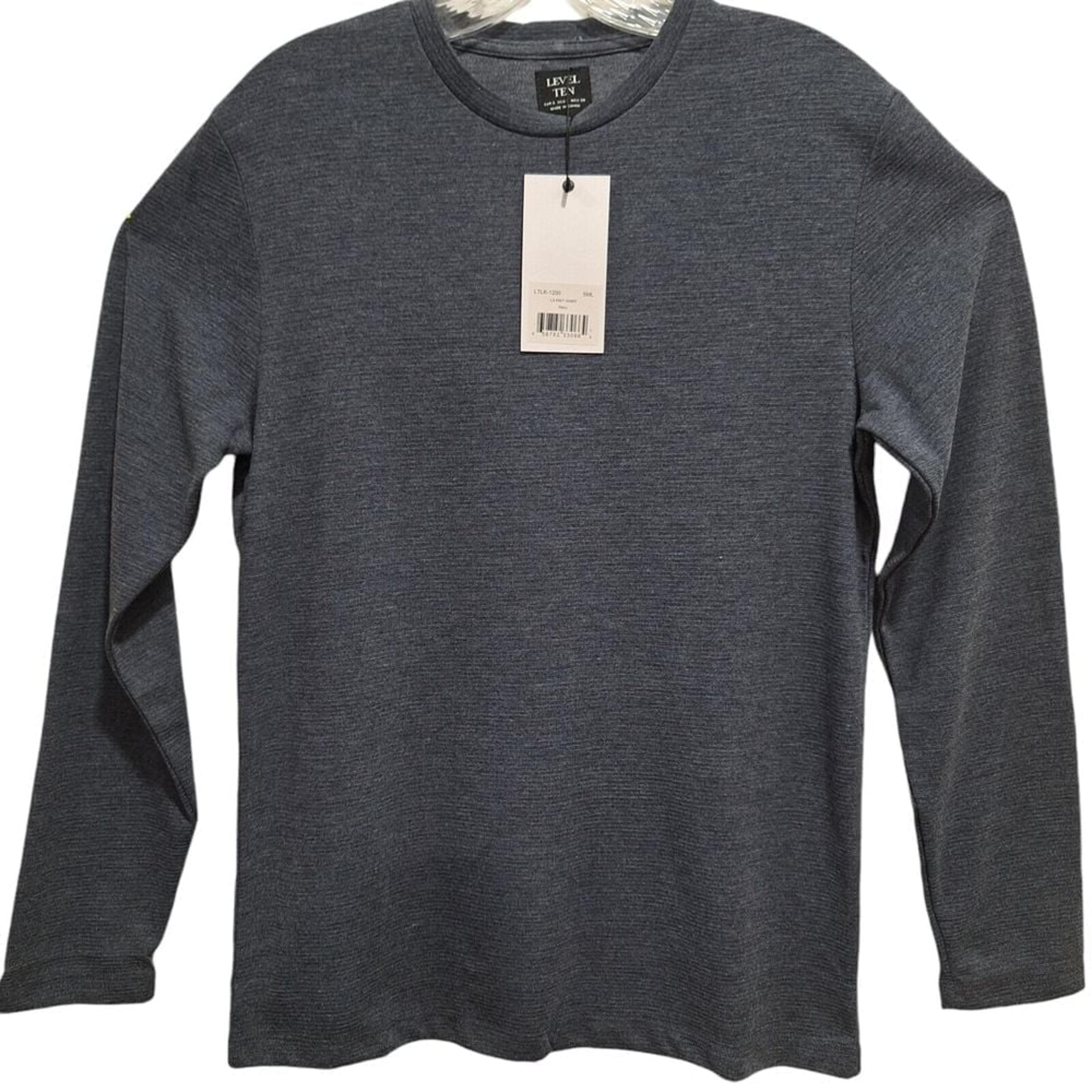 Level Ten Crew Neck Pullover Knit Shirt Men's Size Small Gray Blue Long Sleeve