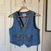 Sundance Vintage Denim Wear Vest Metallic Southwest Pockets Cotton Women's Large