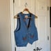 Sundance Vintage Denim Wear Vest Metallic Southwest Pockets Cotton Women's Large