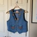 Sundance Vintage Denim Wear Vest Metallic Southwest Pockets Cotton Women's Large