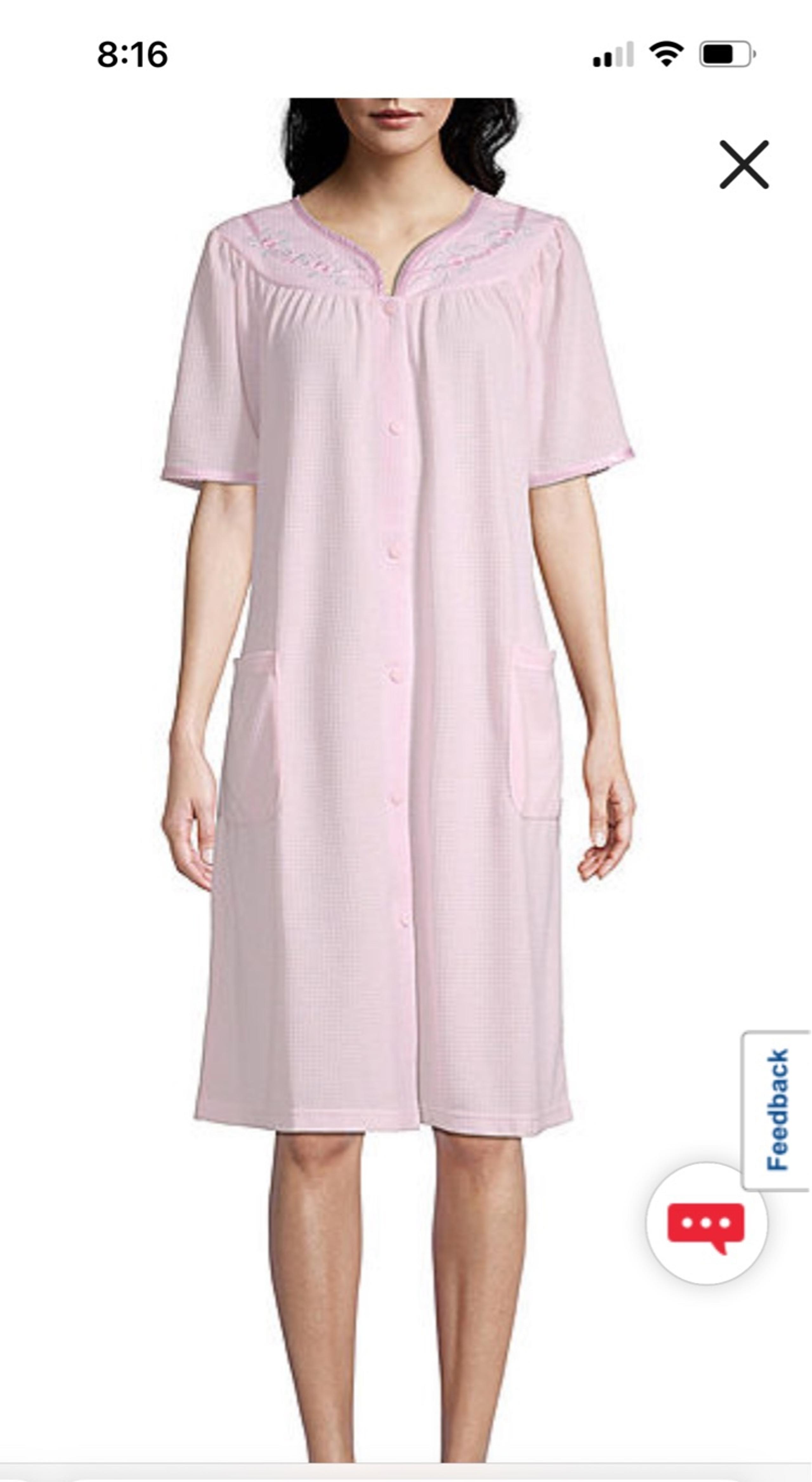 Pink Womens Medium Snap Duster Robe - Adonna
