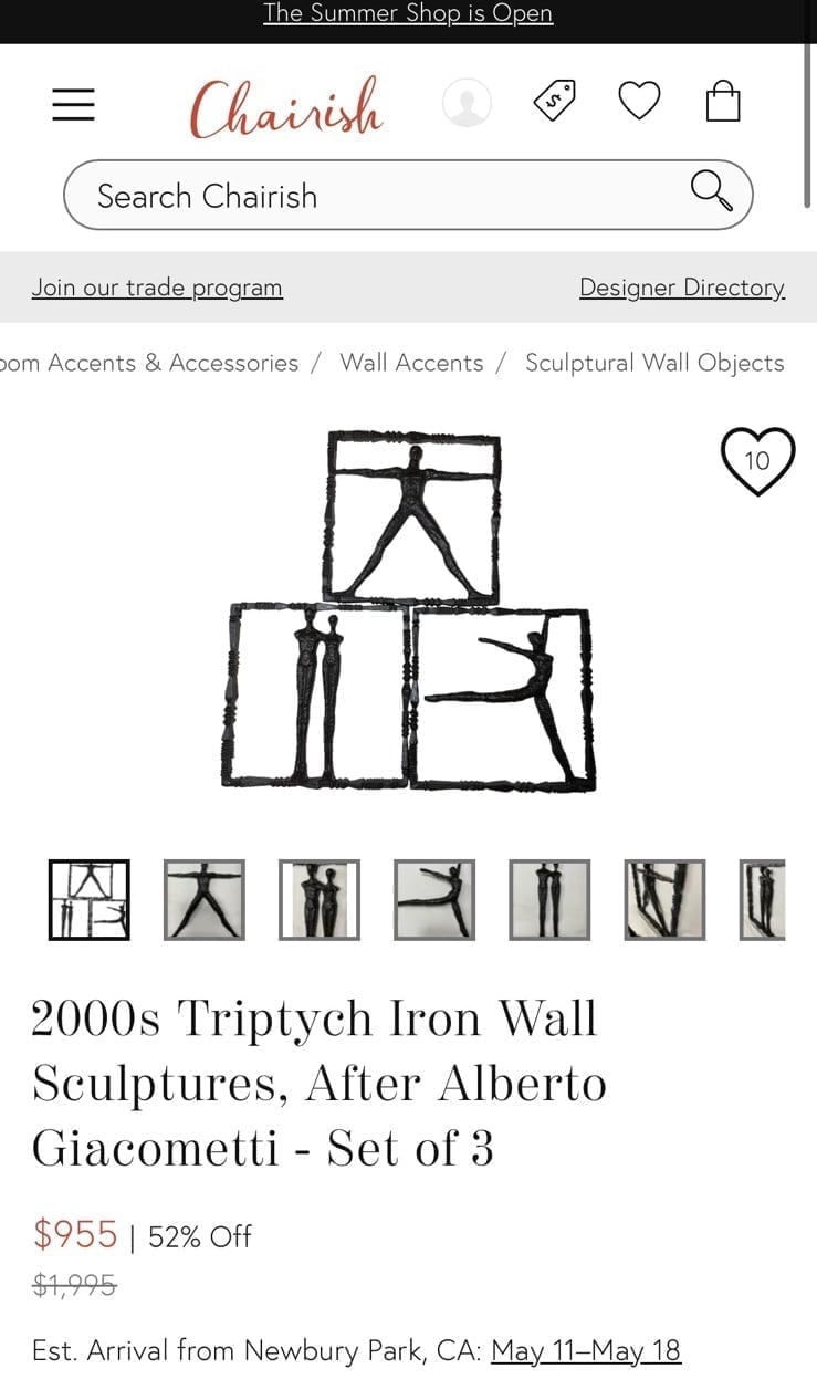 2000s Triptych Iron Wall Sculptures, After Alberto Giacometti - Set of 3