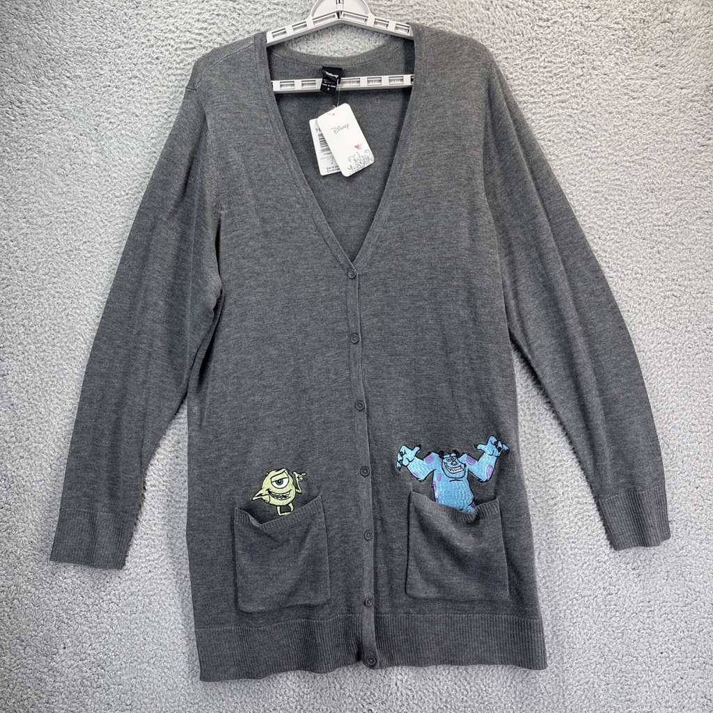 NWT Monsters Inc Torrid Disney Cardigan Sweater Women 2 Gray Mike Sully