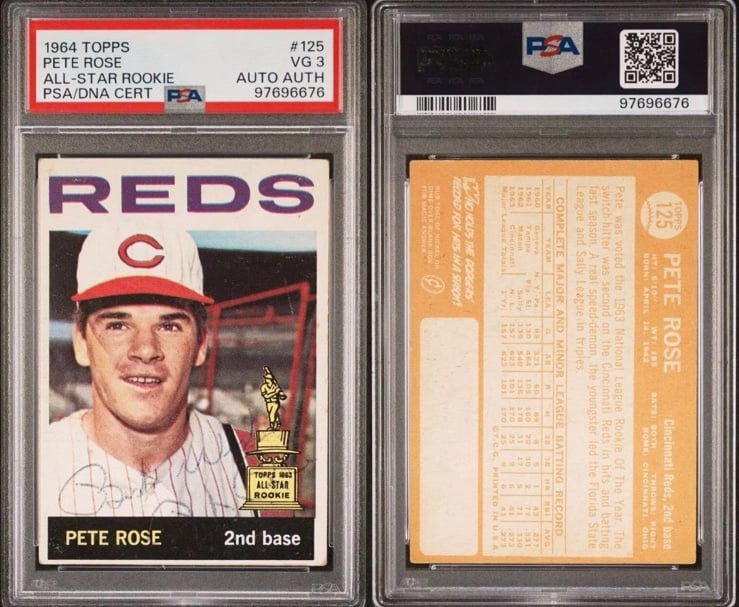1964 Topps #125 Pete Rose All-Star Rookie PSA/DNA VG 3 AUTO AUTH Cincinnati Reds