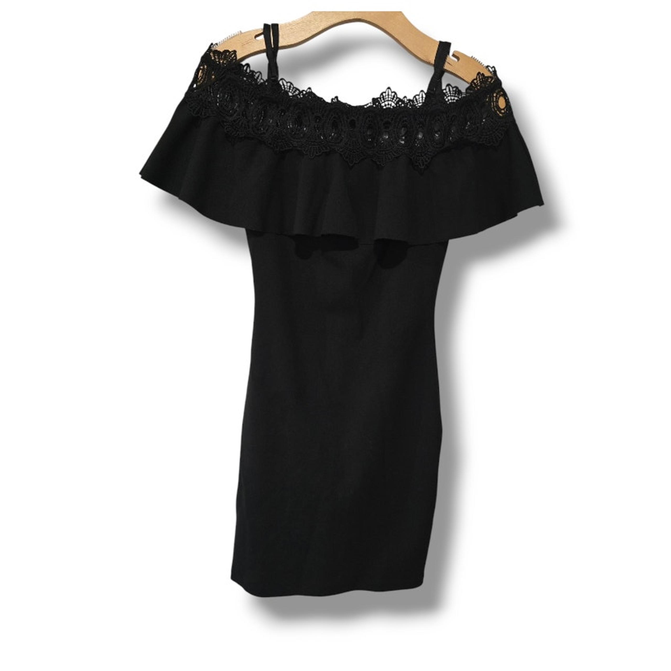 BCX Juniors Black Zippered Off Shoulder layered Short Party Dress