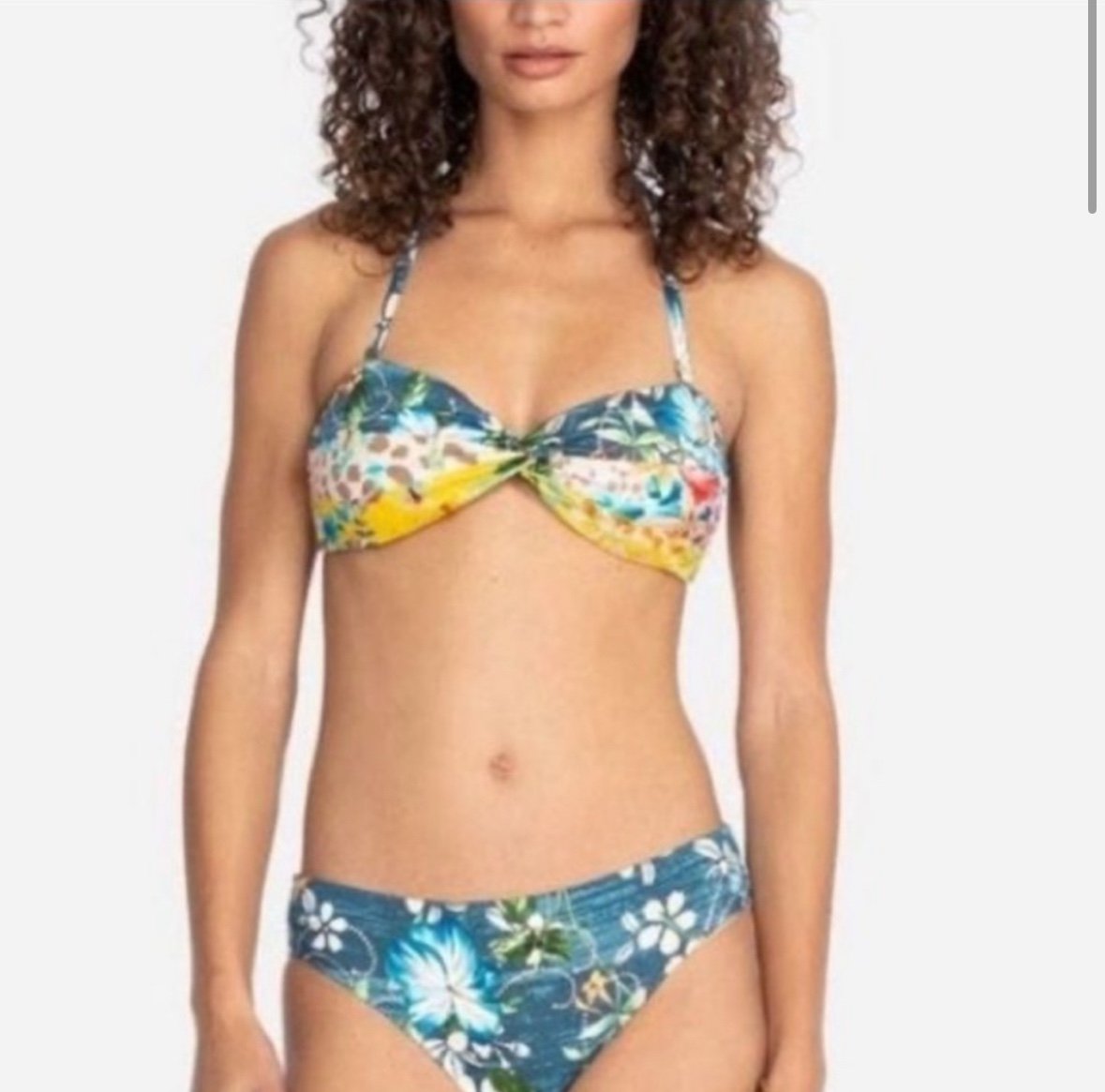 Johnny Was Bikini Set EUC Blue, Yellow & Green Floral XL
