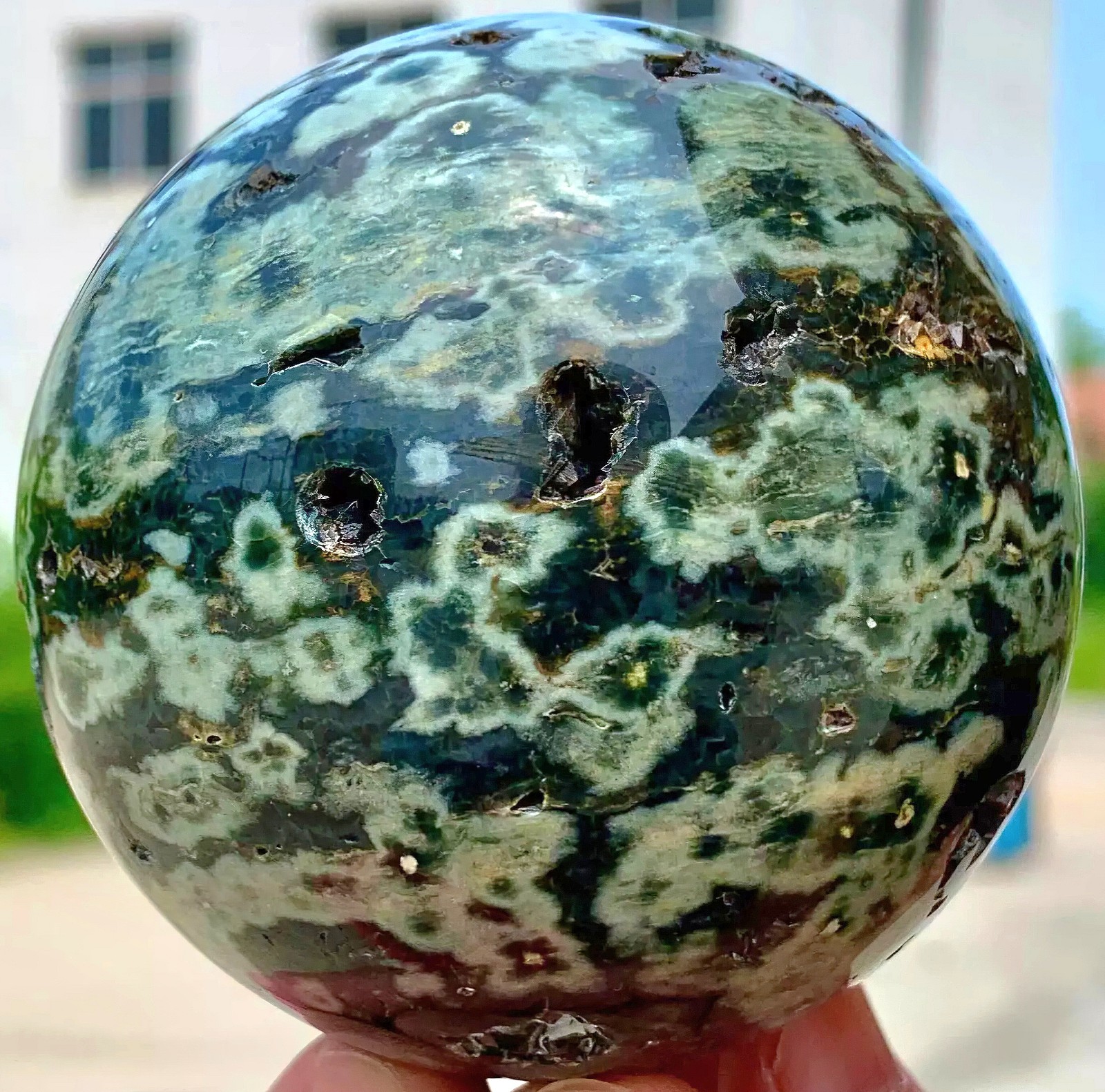 1.13lbs Ocean Jasper Eyes Sphere Ball 513g Polished Crystal Gemstone Reiki