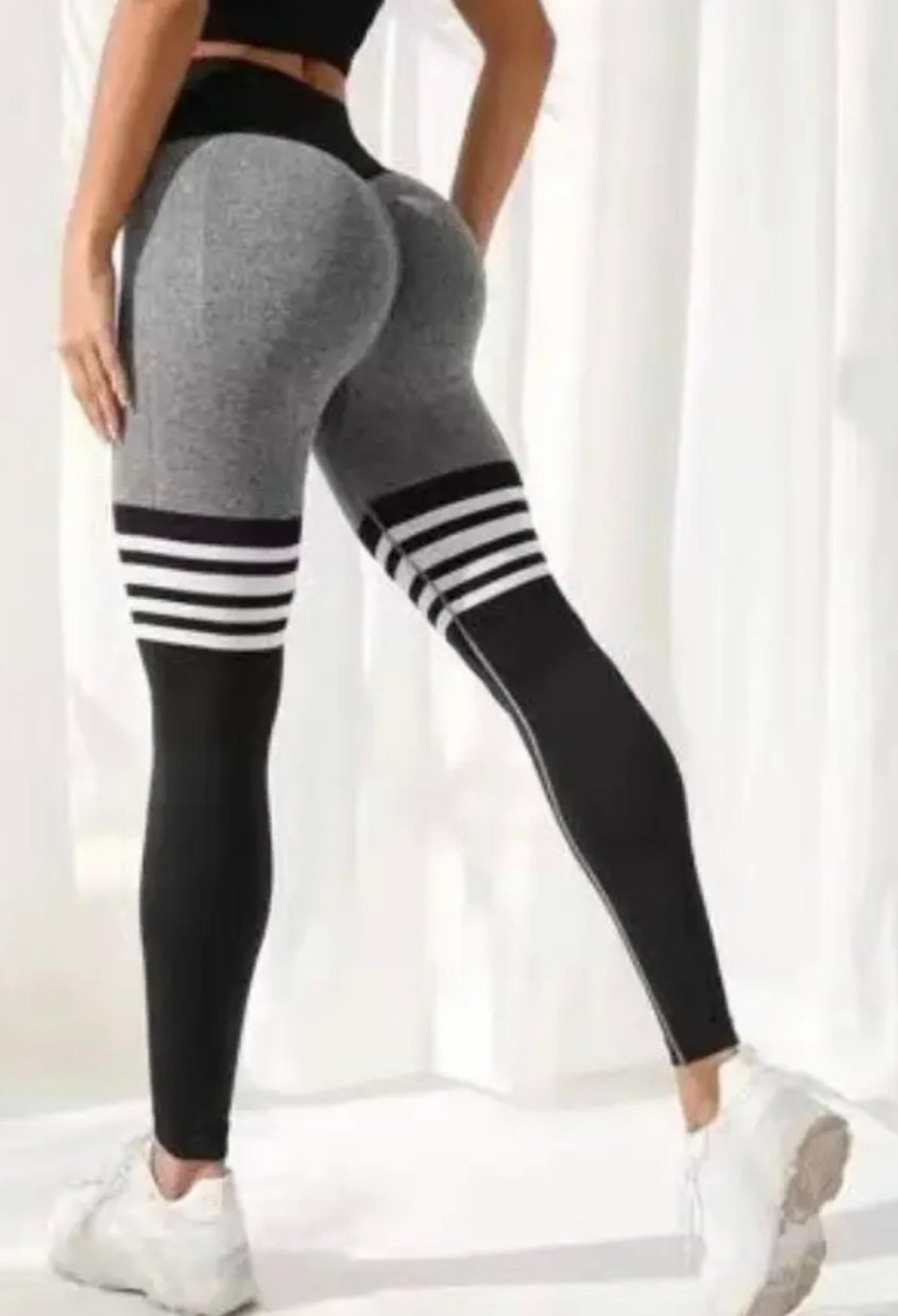 Leggings size medium women high waisted full length thigh high new gray