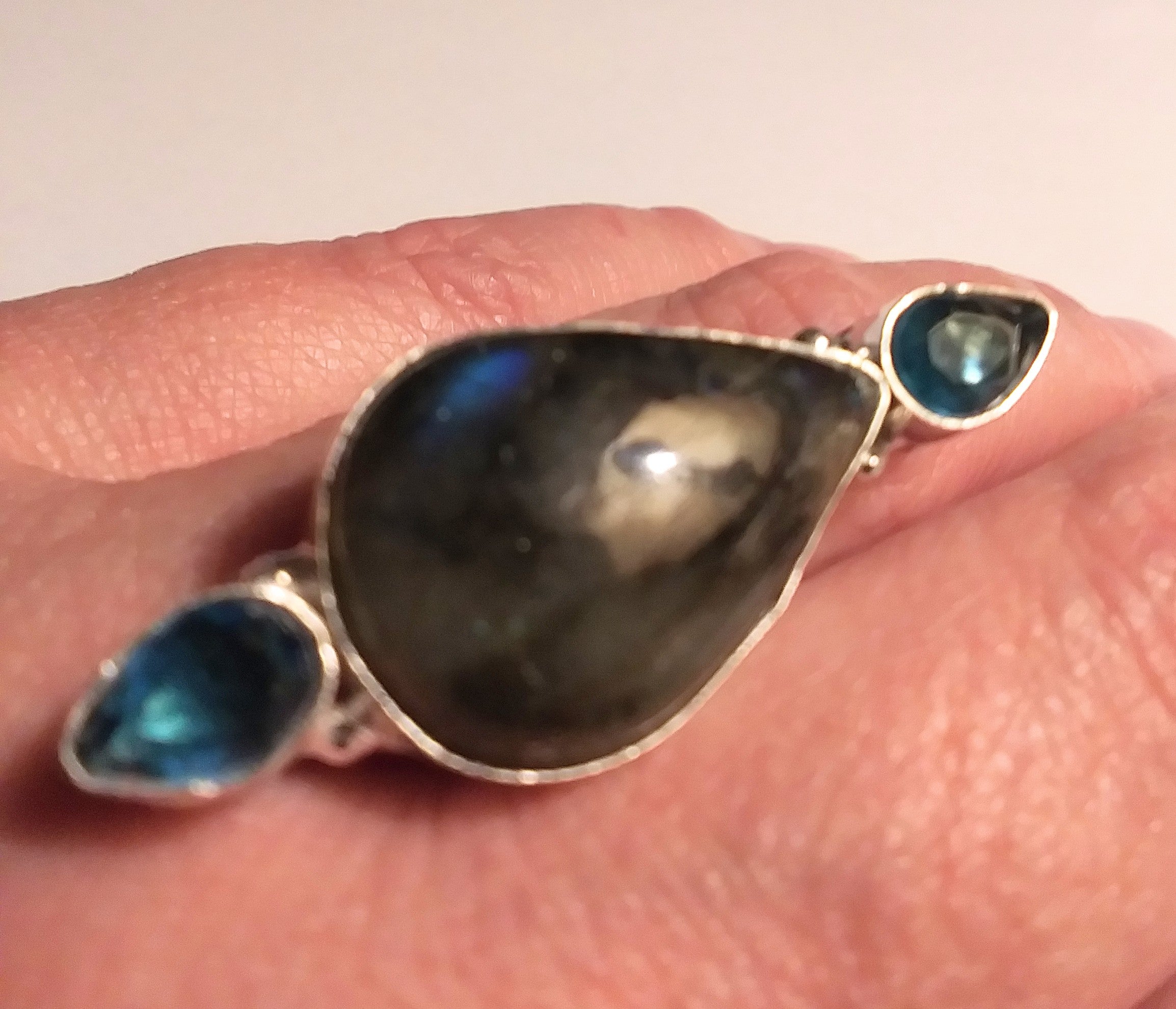 925 Sterling Labradorite Blue Topaz Ring