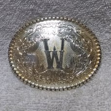 Montana Silversmiths Letter W Silver Gold Flowers Stud Edge Great Vintage Shape