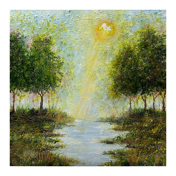 Heaven Above: Beautiful 8 x 8 Acrylic Nature Painting