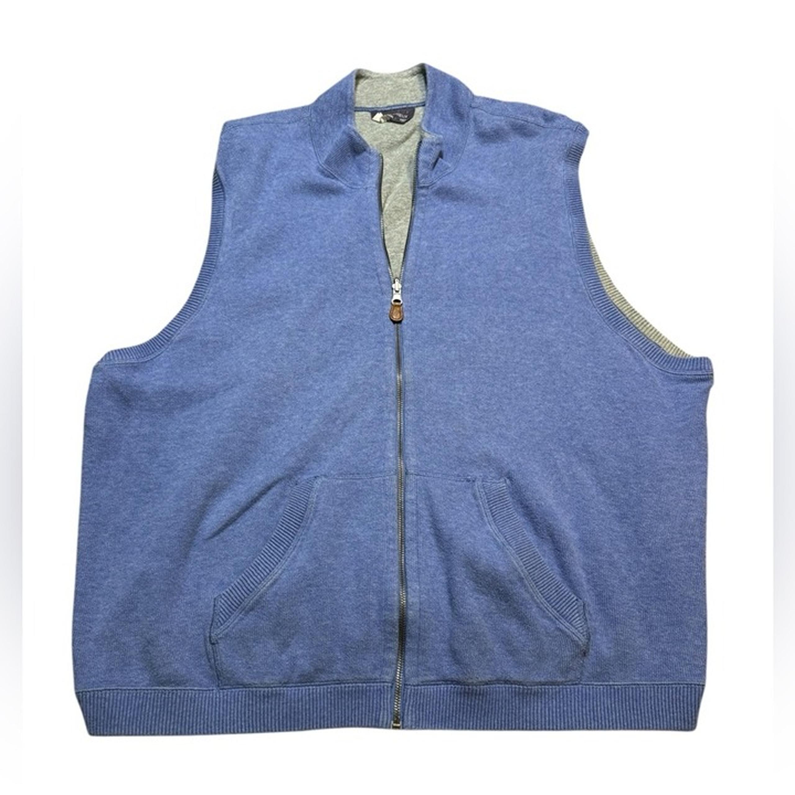 Daniel Cremieux Vest Size XXL Men Blue Full Zip Sleeveless Mockneck Sweater