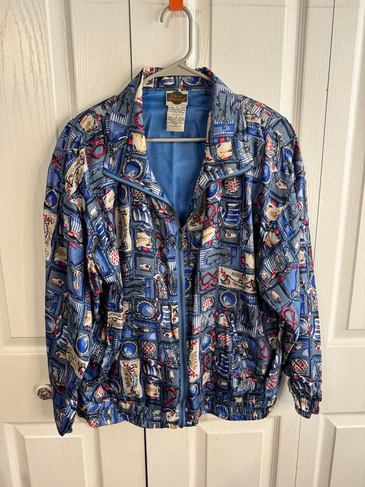Outbrook silk marine wear bomber jacket size large