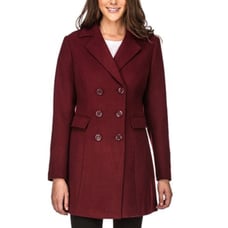 Haute Edition Double Breasted PeaCoat Maroon Medium